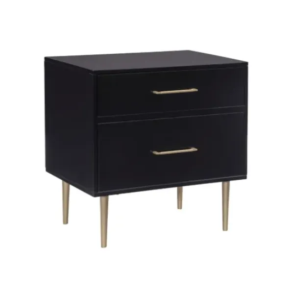 Nightstands-Kirkland's Home 2-Drawer Nightstand With Gold Hardware Black