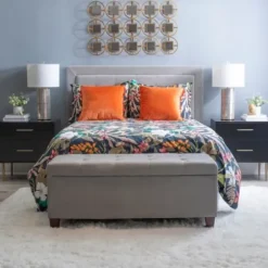 Nightstands-Kirkland's Home 2-Drawer Nightstand With Gold Hardware Black