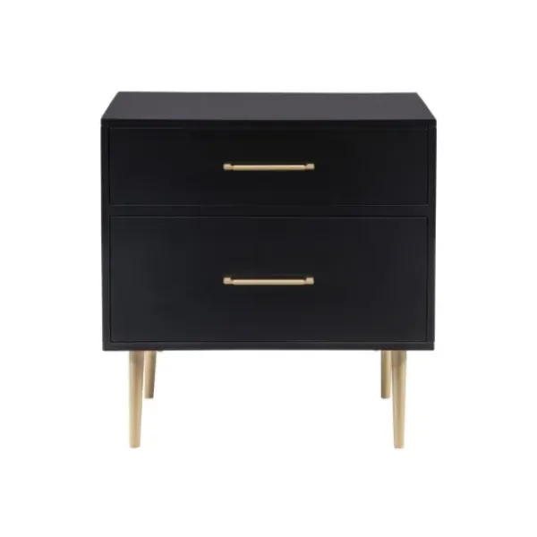 Nightstands-Kirkland's Home 2-Drawer Nightstand With Gold Hardware Black