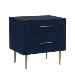 Nightstands-Kirkland's Home 2-Drawer Nightstand With Gold Hardware Blue