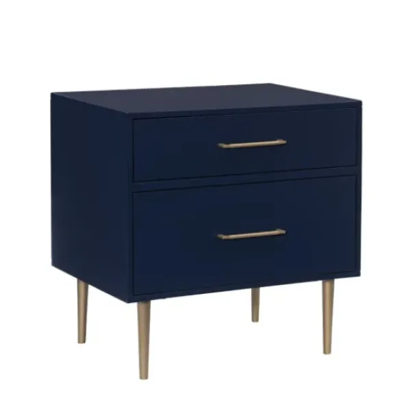 Nightstands-Kirkland's Home 2-Drawer Nightstand With Gold Hardware Blue