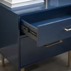 Nightstands-Kirkland's Home 2-Drawer Nightstand With Gold Hardware Blue