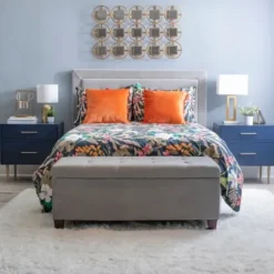 Nightstands-Kirkland's Home 2-Drawer Nightstand With Gold Hardware Blue