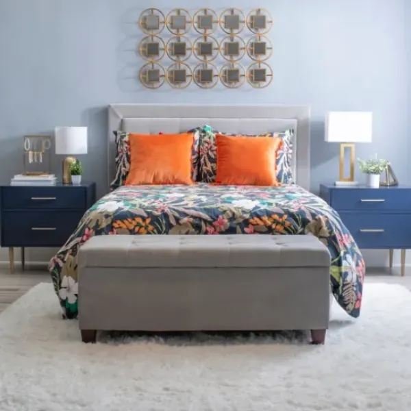 Nightstands-Kirkland's Home 2-Drawer Nightstand With Gold Hardware Blue