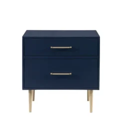 Nightstands-Kirkland's Home 2-Drawer Nightstand With Gold Hardware Blue