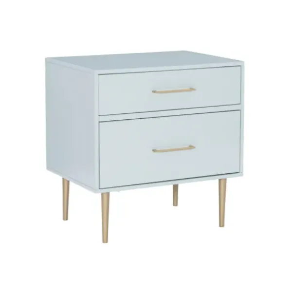 Nightstands-Kirkland's Home 2-Drawer Nightstand With Gold Hardware Gray