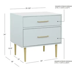 Nightstands-Kirkland's Home 2-Drawer Nightstand With Gold Hardware Gray