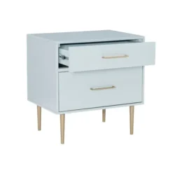 Nightstands-Kirkland's Home 2-Drawer Nightstand With Gold Hardware Gray