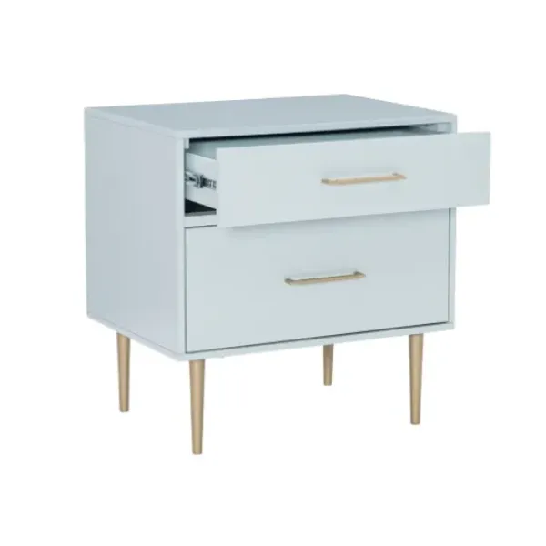 Nightstands-Kirkland's Home 2-Drawer Nightstand With Gold Hardware Gray