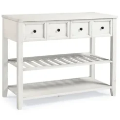 Console Tables-Kirkland's Home 2-Drawer Solid Wood Console Table White