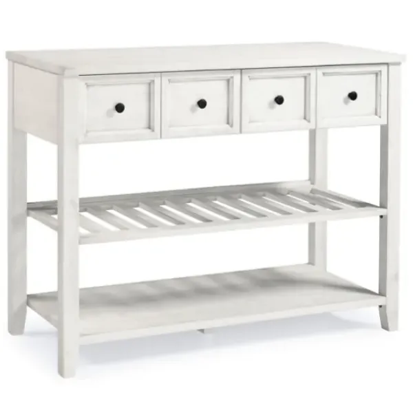 Console Tables-Kirkland's Home 2-Drawer Solid Wood Console Table White