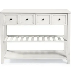 Console Tables-Kirkland's Home 2-Drawer Solid Wood Console Table White