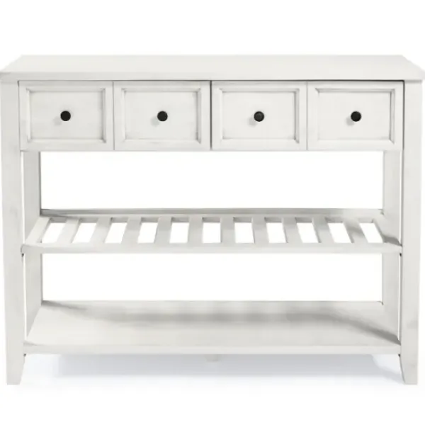 Console Tables-Kirkland's Home 2-Drawer Solid Wood Console Table White