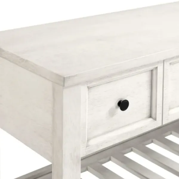 Console Tables-Kirkland's Home 2-Drawer Solid Wood Console Table White