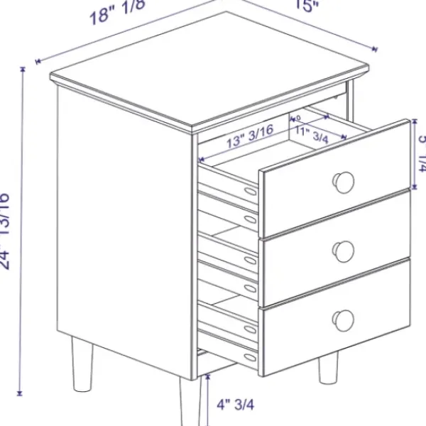 Nightstands-Kirkland's Home 3-Drawer Wood Nightstand White