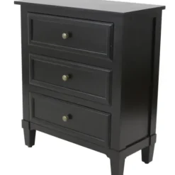 Accent & End Tables-Kirkland's Home 3-Drawer Wooden Accent Table Black