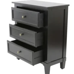 Accent & End Tables-Kirkland's Home 3-Drawer Wooden Accent Table Black