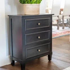 Accent & End Tables-Kirkland's Home 3-Drawer Wooden Accent Table Black