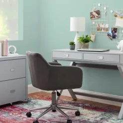Office Furniture-Kirkland's Home 2-Drawer X-Frame Desk Gray