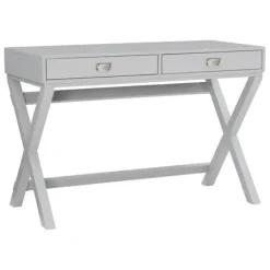 Office Furniture-Kirkland's Home 2-Drawer X-Frame Desk Gray