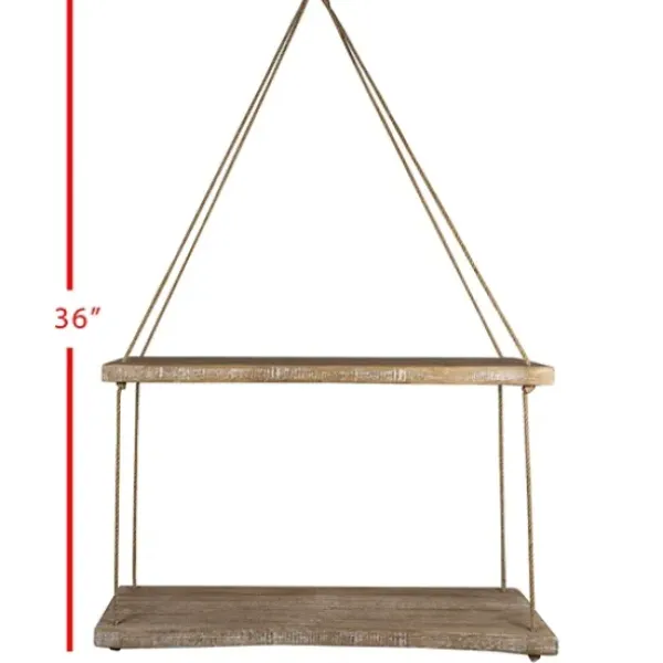 Shelves-Kirkland's Home Driftwood And Jute Rope Hanging Wall Shelf