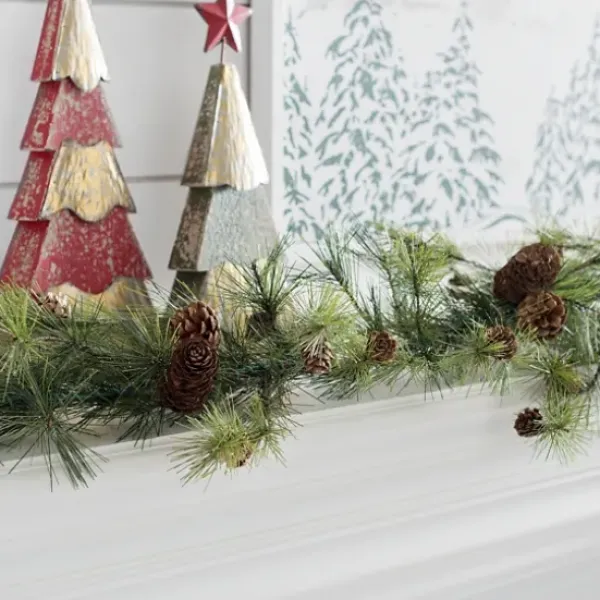 Arrangements & Greenery-Kirkland's Home Drooping Snowy Ming Pine Christmas Garland Green