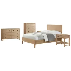 Beds & Headboards-Kirkland's Home Duke Double Driftwood Pine 5-Pc. King Bedroom Set Tan