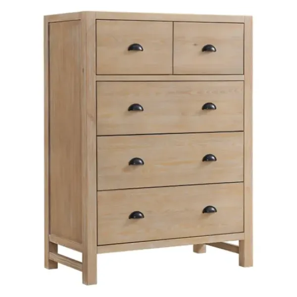 Beds & Headboards-Kirkland's Home Duke Double Driftwood Pine 5-Pc. King Bedroom Set Tan