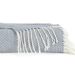 Blankets & Throws-Kirkland's Home Dusk Herringbone Throw With Fringe Blue