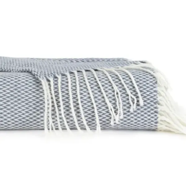 Blankets & Throws-Kirkland's Home Dusk Herringbone Throw With Fringe Blue