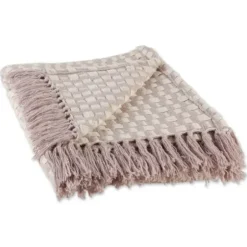 Blankets & Throws-Kirkland's Home Dusty Lilac Urban Check Throw Purple/Ivory