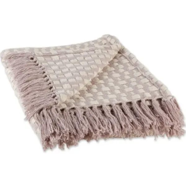 Blankets & Throws-Kirkland's Home Dusty Lilac Urban Check Throw Purple/Ivory