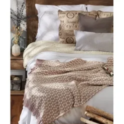 Blankets & Throws-Kirkland's Home Dusty Lilac Urban Check Throw Purple/Ivory