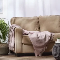 Blankets & Throws-Kirkland's Home Dusty Ribbed Fringe Throw Purple