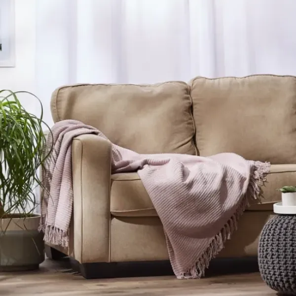 Blankets & Throws-Kirkland's Home Dusty Ribbed Fringe Throw Purple