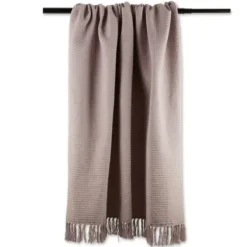 Blankets & Throws-Kirkland's Home Dusty Ribbed Fringe Throw Purple