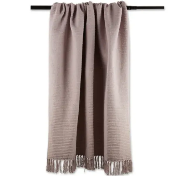 Blankets & Throws-Kirkland's Home Dusty Ribbed Fringe Throw Purple