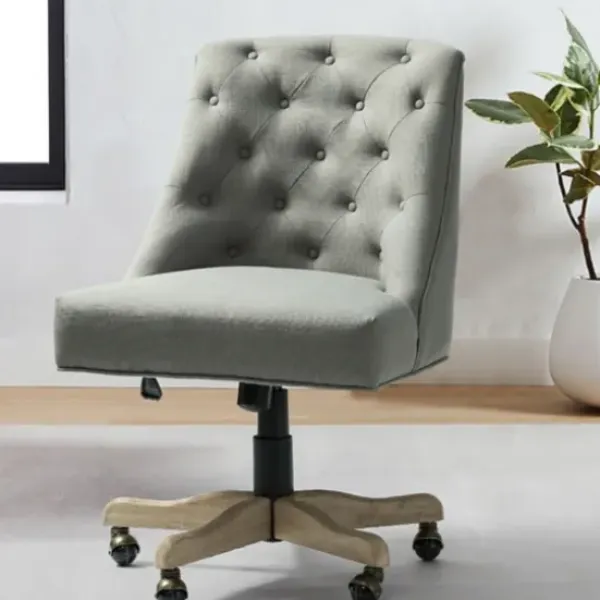 Office Furniture-Kirkland's Home Dylan Upholstered Office Chair Gray