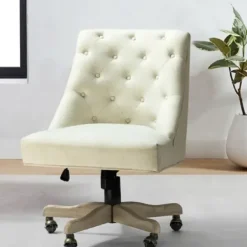 Office Furniture-Kirkland's Home Dylan Upholstered Office Chair Ivory