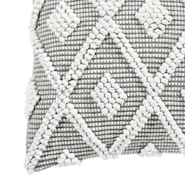 Pillows-Kirkland's Home Earl Gray Diamond Knot Tufted Throw Pillow Gray/White