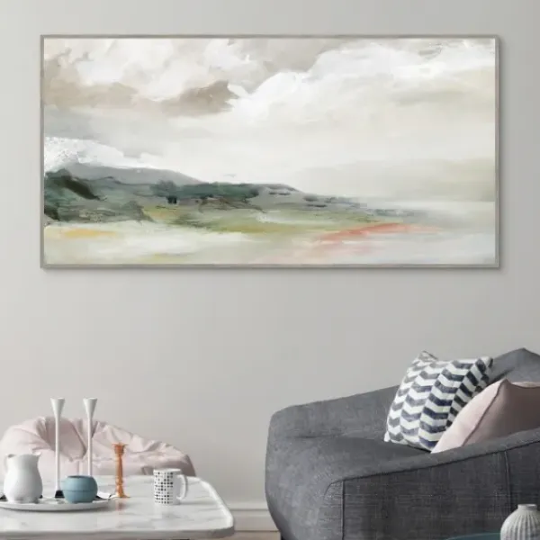 Framed Art-Kirkland's Home Earth And Clouds Abstract Framed Wall Art White/Green/Orange