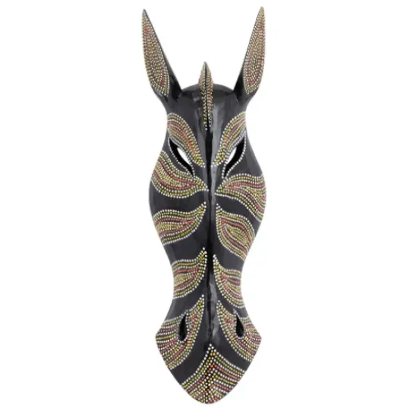 Wall Plaques-Kirkland's Home Ebony Dot Art Zebra Mask Wall Sculpture Black
