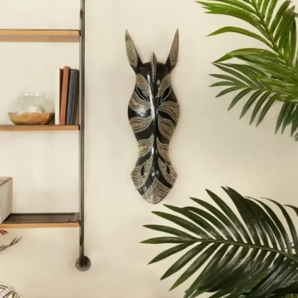 Wall Plaques-Kirkland's Home Ebony Dot Art Zebra Mask Wall Sculpture Black