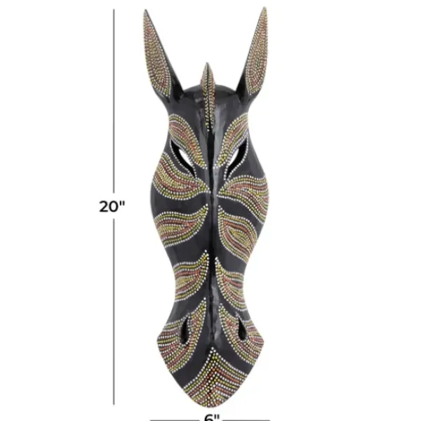 Wall Plaques-Kirkland's Home Ebony Dot Art Zebra Mask Wall Sculpture Black