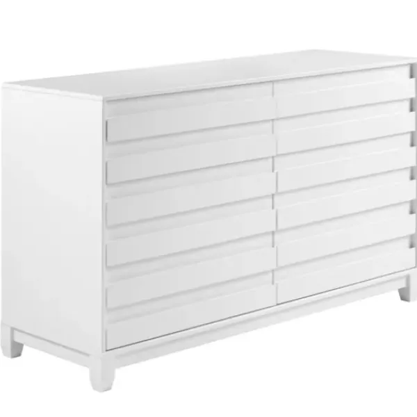 Dressers & Chests-Kirkland's Home Eco Pine Wood Channeled Drawer Dresser White