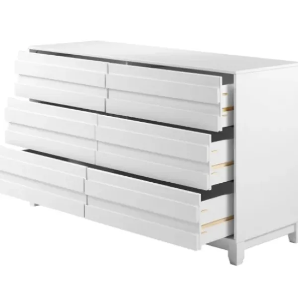 Dressers & Chests-Kirkland's Home Eco Pine Wood Channeled Drawer Dresser White