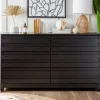 Dressers & Chests-Kirkland's Home Eco Pine Wood Channeled Drawer Dresser Black