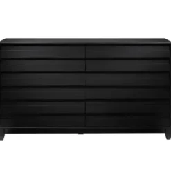 Dressers & Chests-Kirkland's Home Eco Pine Wood Channeled Drawer Dresser Black