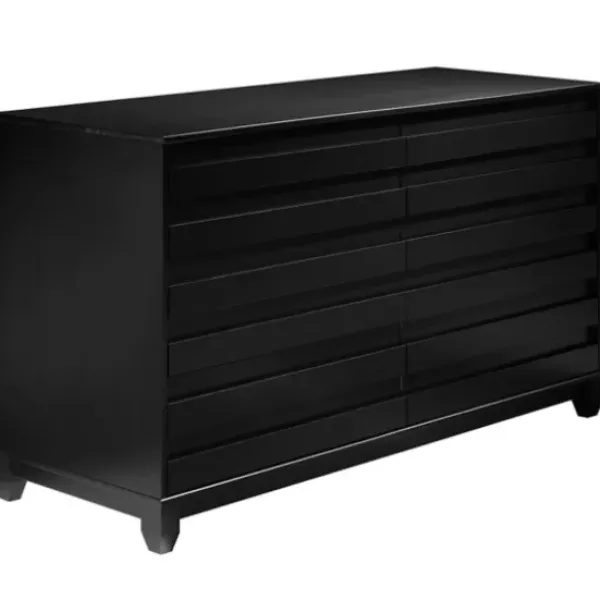 Dressers & Chests-Kirkland's Home Eco Pine Wood Channeled Drawer Dresser Black