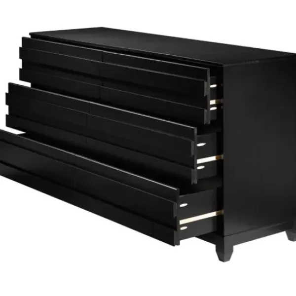 Dressers & Chests-Kirkland's Home Eco Pine Wood Channeled Drawer Dresser Black